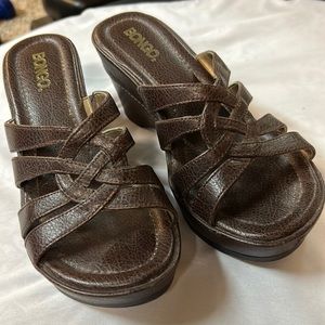 BONGO Spring Street Brown Wedge Clog Sandal 8 1/2 M Vintage Classic Heavy